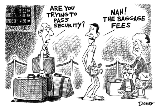 american airline charges passengers for baggage cartoon
