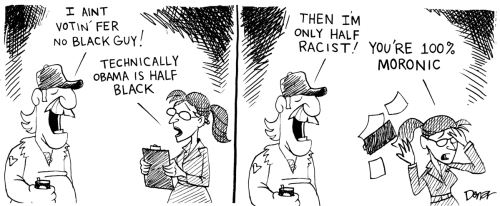 racist voters political cartoon barack obama