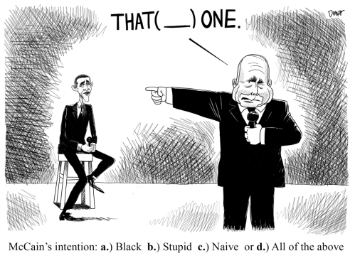 obama and mccain debate political cartoon